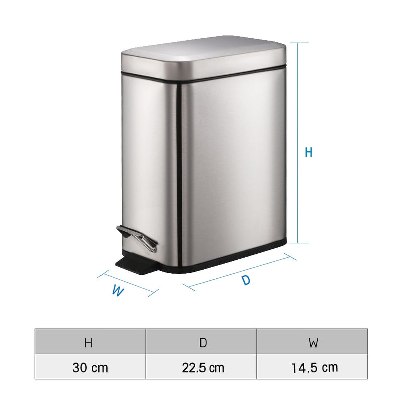 Stainless Steel 5 Liter  Rectangle Trash Can home-place-store.myshopify.com [HomePlace] [Home Place] [HomePlace Store]