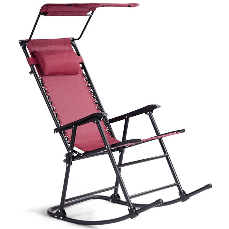 Zero Gravity Folding Rocker Porch Rocking Chair with Sunshade Canopy home-place-store.myshopify.com [HomePlace] [Home Place] [HomePlace Store]