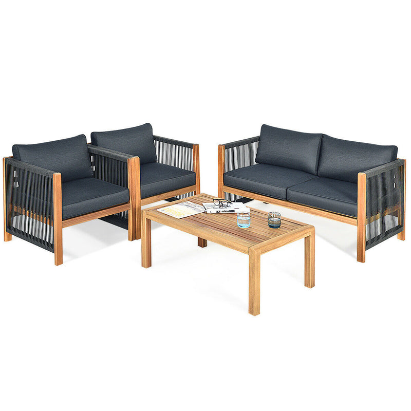 4Pcs Acacia Wood Outdoor Patio Furniture Set home-place-store.myshopify.com [HomePlace] [Home Place] [HomePlace Store]