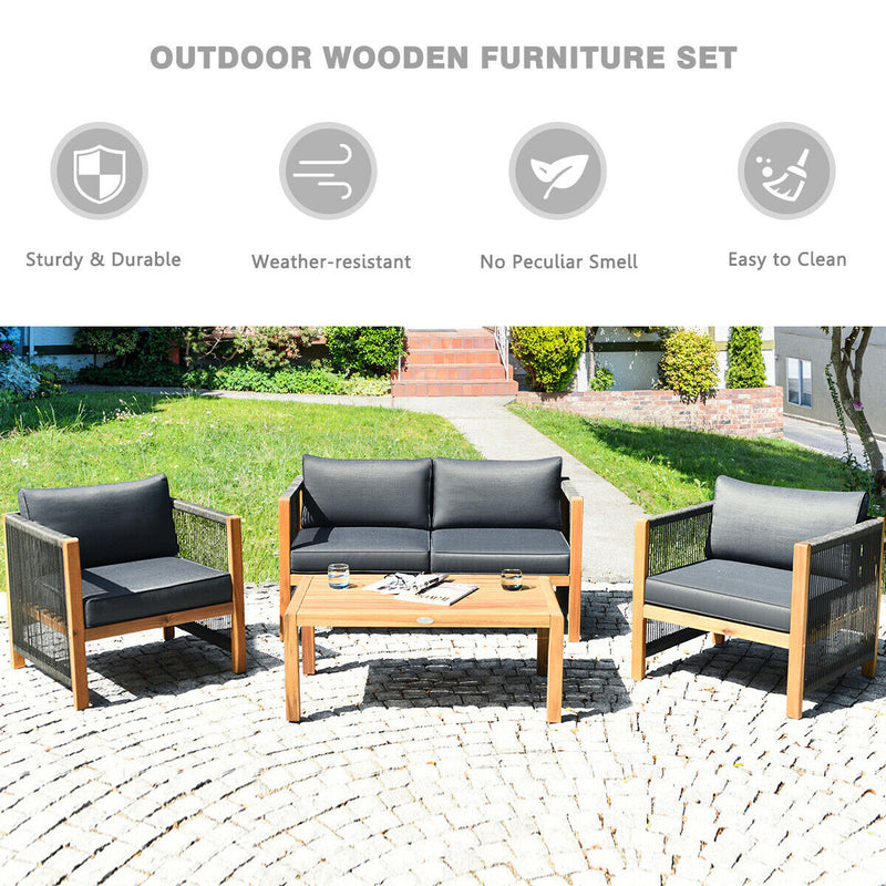 4Pcs Acacia Wood Outdoor Patio Furniture Set home-place-store.myshopify.com [HomePlace] [Home Place] [HomePlace Store]