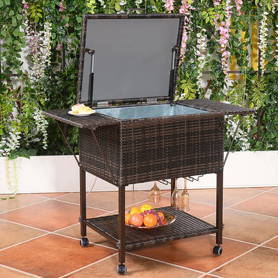 Outdoor Portable Patio Rattan Cooler Cart home-place-store.myshopify.com [HomePlace] [Home Place] [HomePlace Store]