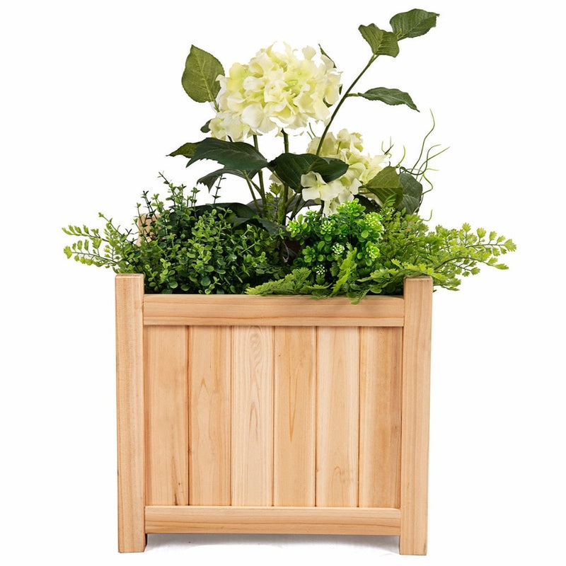 Outdoor 2 PCS Patio Square Wood Flower Planter Box