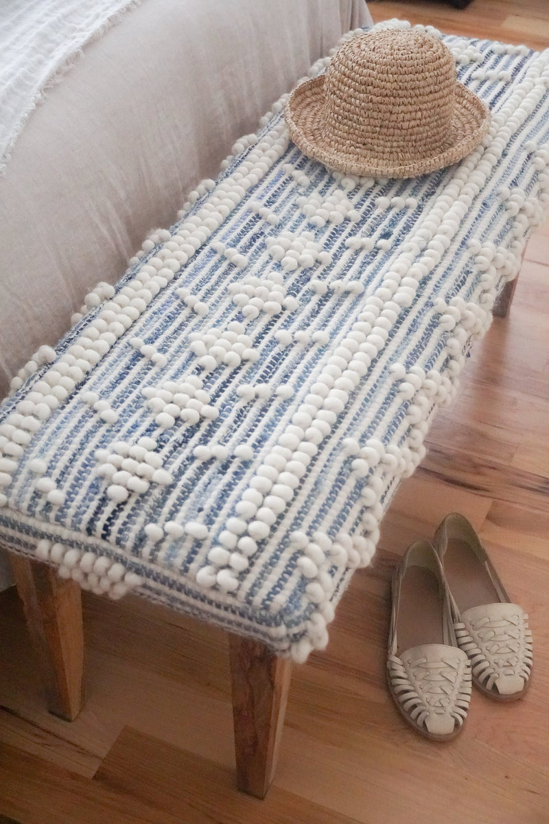 Recycled Indigo Denim Handwoven Bench