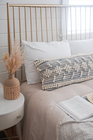Handwoven Recycled Denim Pillow 14" x 40"
