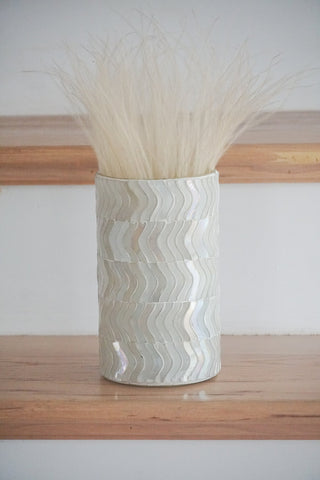 Wavy Pearl Mosaic Votive + Vase
